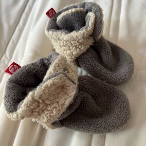 Two pairs of grey Zutano booties